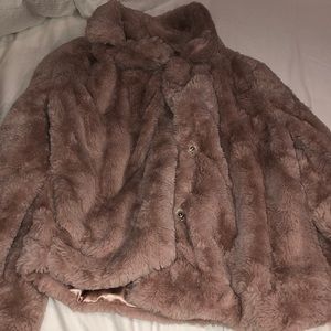 Rue 21 fluffy dusty pink jacket!
